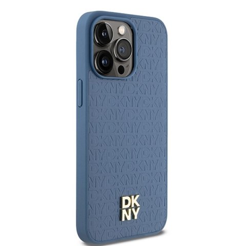 DKNY DKHMP15XPSHRPSB i Phone 15 Pro Max6.7" niebieski/blue hardcase Leather Monogram Pattern Metal Logo Mag Safe