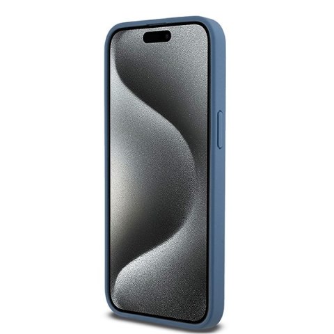 DKNY DKHMP15XPSHRPSB i Phone 15 Pro Max6.7" niebieski/blue hardcase Leather Monogram Pattern Metal Logo Mag Safe