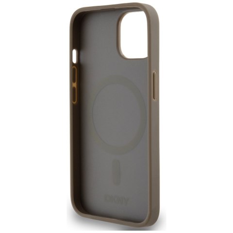 DKNY DKHMP15SPSOSPW i Phone 15 / 14 / 136.1" brązowy/brown hardcase Leather Printed Pattern Metal Logo Mag Safe