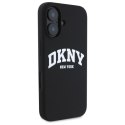DKNY DKHMP16SSNYACH i Phone 16 6.1" czarny/black hardcase Silicone White Printed Logo Mag Safe
