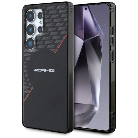 Etui AMG Double Layer Rhombs Mag Safe do Samsung Galaxy S25 Ultra czarno-czerwony