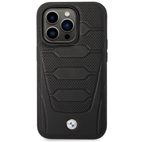 Etui BMW BMHMP14X22RPSK i Phone 14 Pro Max 6,7" czarny/black Leather Seats Pattern Mag Safe