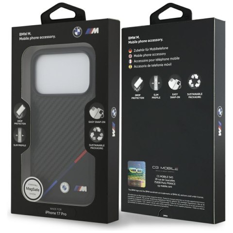 Etui BMW M Carbon Tricolor Line Mag Safe do i Phone 17 Pro czarny