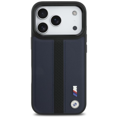Etui BMW M Perforated Stripe Logo Mag Safe do i Phone 17 Pro granatowy