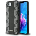 Etui DKNY Leather Checke red Mono Pattern Mag Safe do i Phone 16e czarny