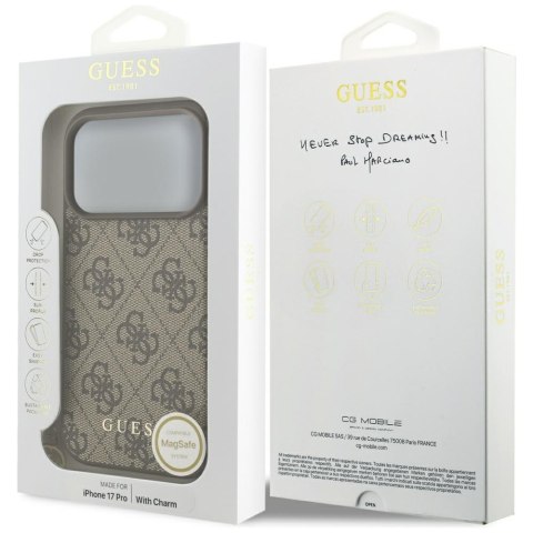 Etui Guess 4G Charms Collection Mag Safe do i Phone 17 Pro brązowy