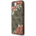 Etui Guess 4G Flowers Print Mag Safe do i Phone 16e brązowy