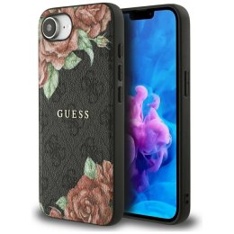 Etui Guess 4G Flowers Print Mag Safe do i Phone 16e czarny