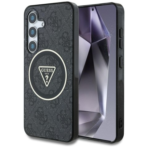 Etui Guess 4G Glitter Triangle Buttons Mag Safe do Samsung Galaxy S25+ czarny