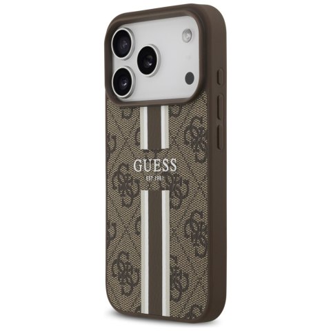 Etui Guess 4G Printed Stripes Mag Safe do i Phone 17 Pro brązowy
