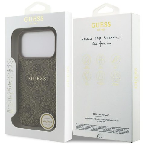 Etui Guess 4G Ring Classic Logo Mag Safe do i Phone 17 Pro brązowy
