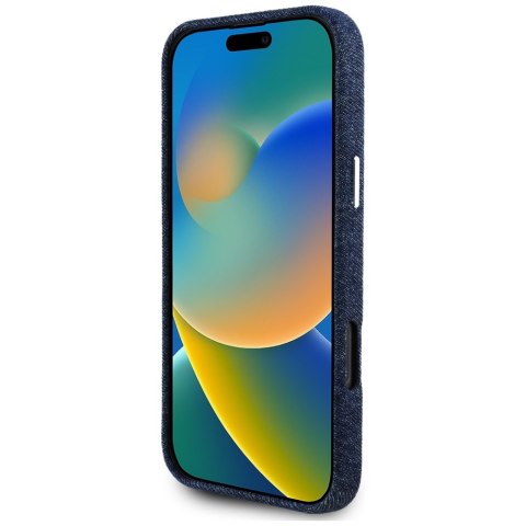 Etui Guess Denim Triangle Logo Mag Safe do i Phone 16 Pro niebieski
