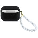 Etui Guess Glitter Pearl Strap do Air Pods Pro 3 czarny