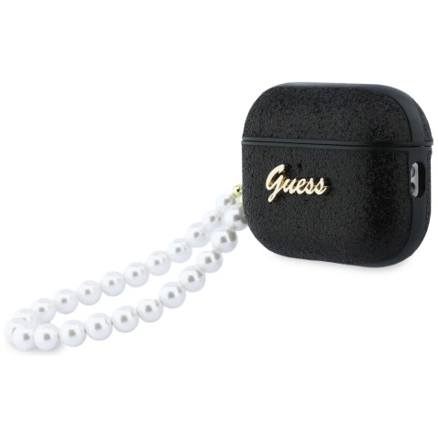 Etui Guess Glitter Pearl Strap do Air Pods Pro 3 czarny