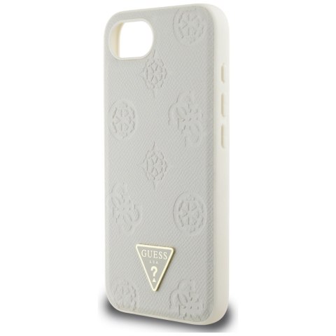 Etui Guess Grained Hot Stamp Peony Triangle Logo Mag Safe do i Phone 16e beżowy