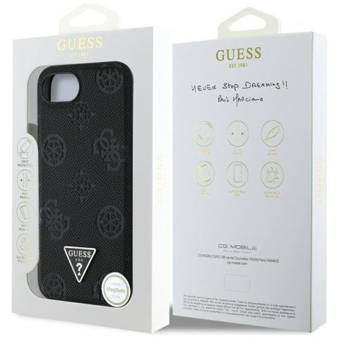 Etui Guess Grained Hot Stamp Peony Triangle Logo Mag Safe do i Phone 16e czarny