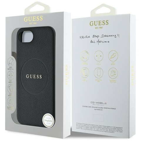 Etui Guess Grained Ring Mag Safe do i Phone 16e czarny