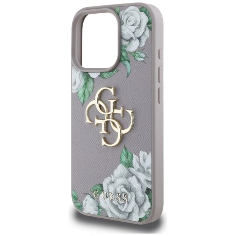 Etui Guess Grained Roses Big 4G logo do i Phone 16 Pro Max fioletowy