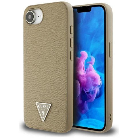 Etui Guess Grained Triangle Mag Safe do i Phone 16e brązowy