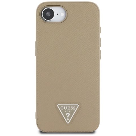 Etui Guess Grained Triangle Mag Safe do i Phone 16e brązowy