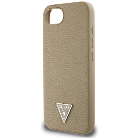 Etui Guess Grained Triangle Mag Safe do i Phone 16e brązowy