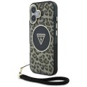 Etui Guess HC IML Leopard Triangle Cord Strap do i Phone 16 Mag Safe brązowy