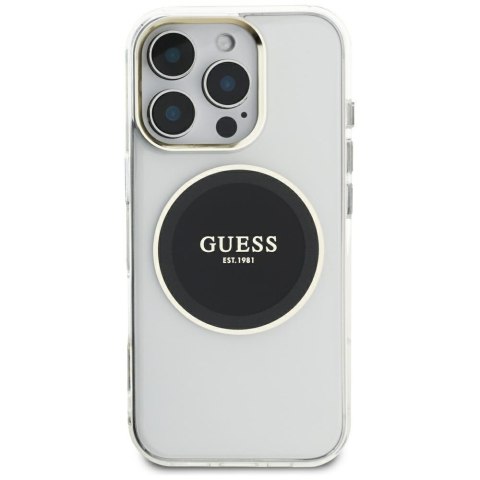 Etui Guess IML Metal Colo red Circle Classic Logo Mag Safe do i Phone 16 Pro Max czarny
