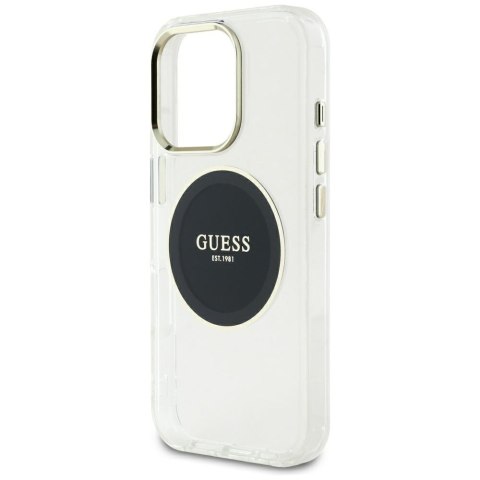 Etui Guess IML Metal Colo red Circle Classic Logo Mag Safe do i Phone 16 Pro Max czarny
