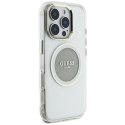 Etui Guess IML Metal Colo red Circle Classic Logo Mag Safe do i Phone 16 Pro Max szary