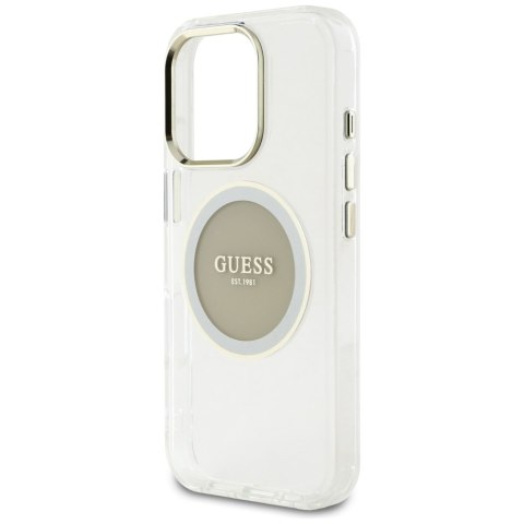Etui Guess IML Metal Colo red Circle Classic Logo Mag Safe do i Phone 16 Pro szary