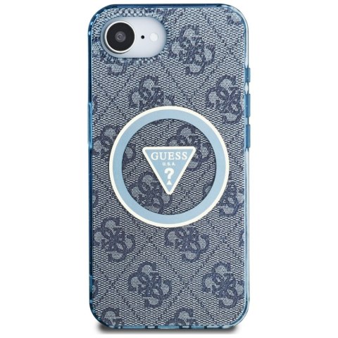 Etui Guess IML Metal Glitter 4G Circle Triangle Mag Safe do i Phone 16e niebieski