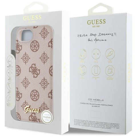 Etui Guess Peony Script Logo Mag Safe do i Phone 16e brązowy