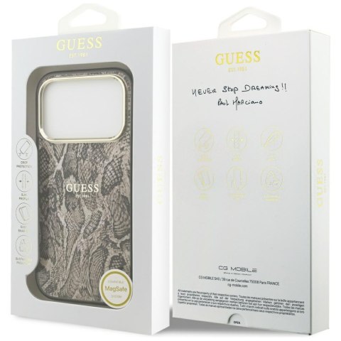 Etui Guess Python Pattern Mag Safe do i Phone 17 Pro brązowy