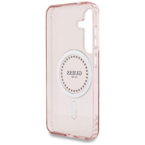 Etui Guess Rhinestones Printed Classic Logo Mag Safe Samsung Galaxy S25 różowy