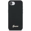 Etui Guess Silicone Script Metal Logo Mag Safe do i Phone 16e czarny