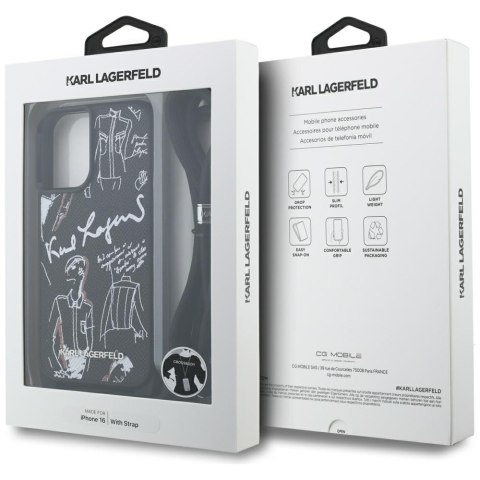 Etui Karl Lagerfeld Crossbody Grained Pattern & Logo do i Phone 16 czarny
