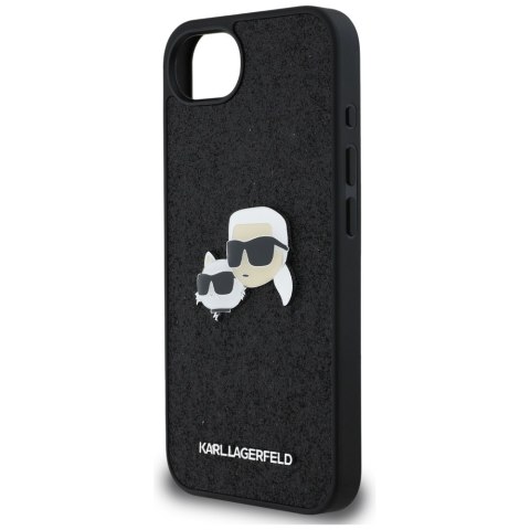 Etui Karl Lagerfeld Fixed Glitter Karl&Choupette Heads Metal Pin do i Phone 16e czarny