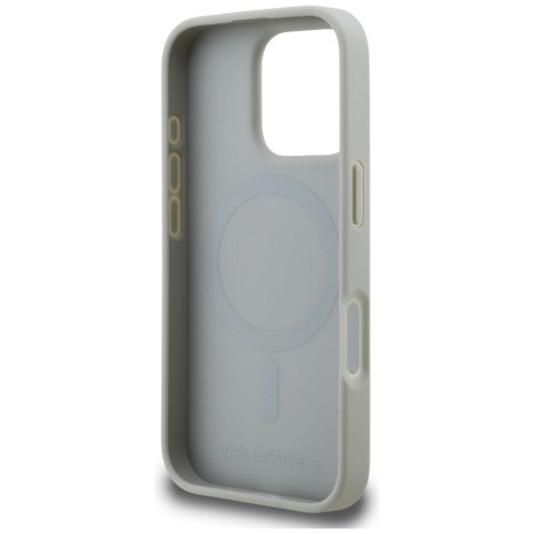 Etui Karl Lagerfeld Grained Pattern & Logo Mag Safe do i Phone 16 Pro Max szary