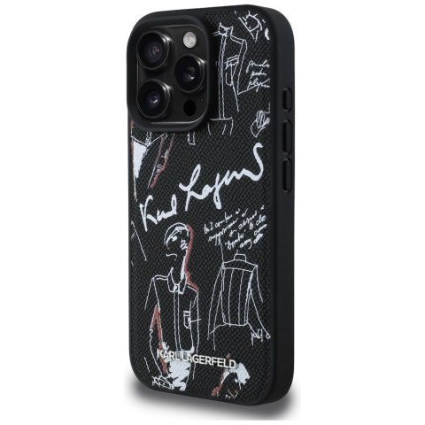 Etui Karl Lagerfeld Grained Pattern & Logo Mag Safe do i Phone 16 Pro czarny