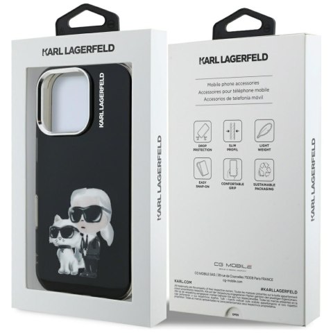 Etui Karl Lagerfeld IML Aquarelle Karl & Choupette & Logo do i Phone 16 Pro czarny