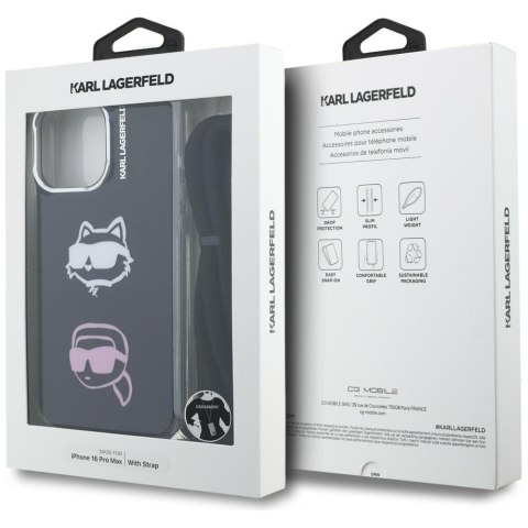 Etui Karl Lagerfeld IML Crossbody Karl&Choupette Head do i Phone 16 Pro Max czarny