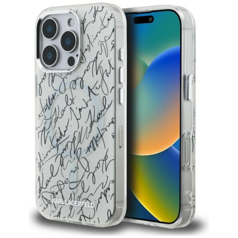 Etui Karl Lagerfeld IML Karl Script Pattern Mag Safe do i Phone 16 Pro biały