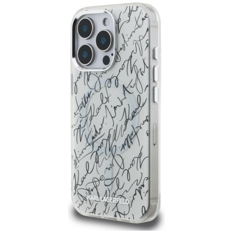 Etui Karl Lagerfeld IML Karl Script Pattern Mag Safe do i Phone 16 Pro biały