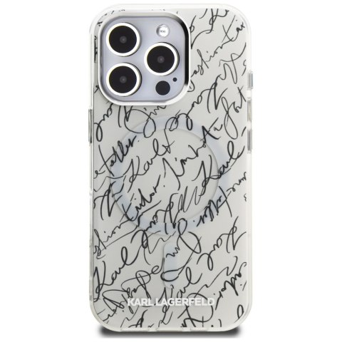 Etui Karl Lagerfeld IML Karl Script Pattern Mag Safe do i Phone 16 Pro biały