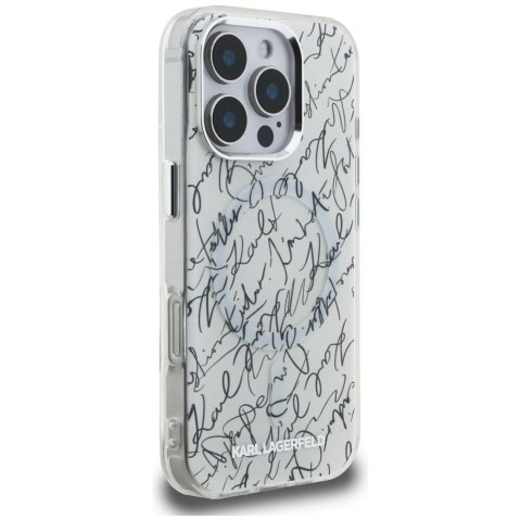 Etui Karl Lagerfeld IML Karl Script Pattern Mag Safe do i Phone 16 Pro biały