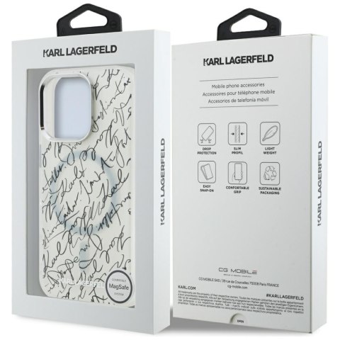 Etui Karl Lagerfeld IML Karl Script Pattern Mag Safe do i Phone 16 Pro biały