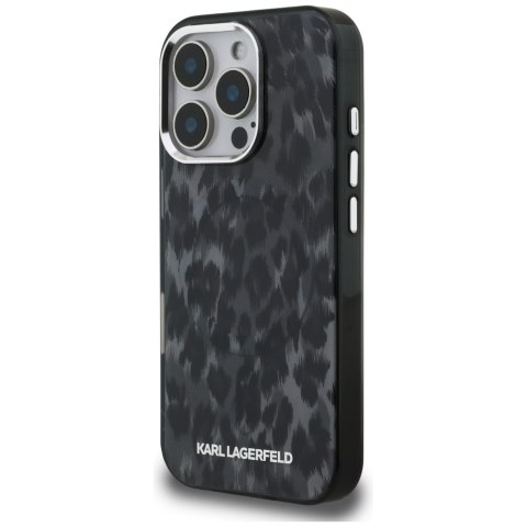 Etui Karl Lagerfeld IML Leopard Pattern Mag Safe do i Phone 16 Pro czarny