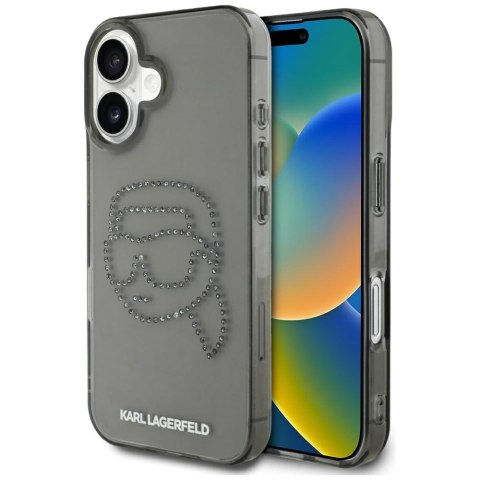 Etui Karl Lagerfeld IML Rhinestones Karl Head do i Phone 16 czarny