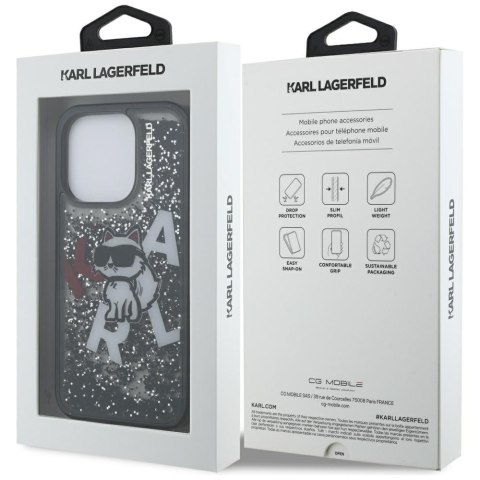 Etui Karl Lagerfeld Liquid Glitter Choupette Logo do i Phone 16 Pro Max czarny