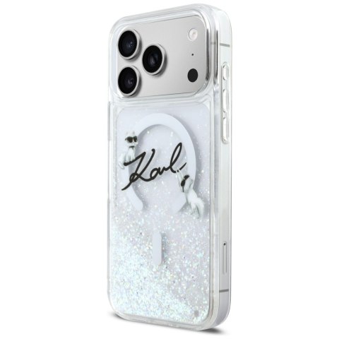 Etui Karl Lagerfeld Liquid Glitter Karl Script Logo Mag Safe do i Phone 17 Pro Max przezroczysty